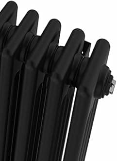 Warmehaus Traditional Cast Iron Style Black 4 Column Horizontal Radiator 600x1190mm Central Heating Space Saving Radiators