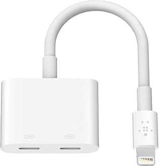 Belkin Lightning Audio + Charge Rockstar, iPhone Lightning Audio Adapter- White