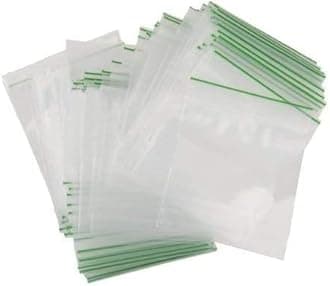 100 Grip Seal Bags 25 x 25mm | Reusable Strong Zip Lock | Small Clear Resealable Plastic Bags | Polythene Packaging for Food Storage, Jewellery - by FOGG Supplies (25 x 25)