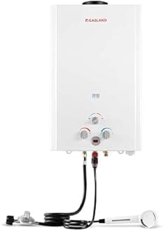 GASLAND 5.28 GPM Outdoor Tankless Liquid Propane Water Heater 20L, High Efficiency On Demand Hot Water Heater for Large Group, Off Grid, Mobile Home, Outdoor Kitchen, BE528