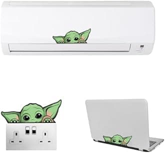 ISEE 360 Baby Yoda Car Peeking Stickers for Car Window Laptop Switchboard Luggage | Self-Adhesive Pack of 2