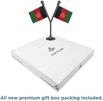 The Flag Corporation Dual Afghanistan Car Dashboard Flag 2in x 3in With A Plastic Dark Knight Grey Base