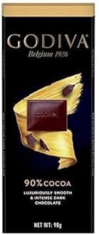 Godivas 90% Cocoa Dark Chocolate Bar, Luxuriously Smooth & Intense, 90g