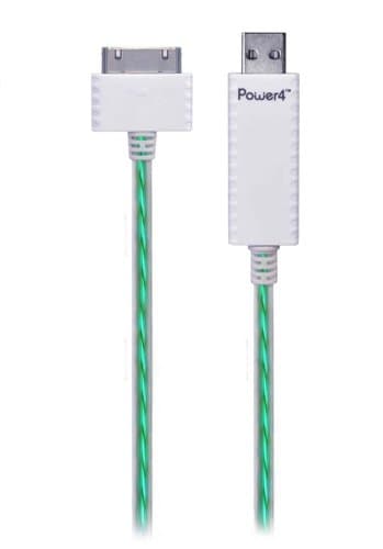 Grantwood Technology Visible Flow Green Light, White Cable for Charging and Syncing All iPhone, iPad and USB 30 pin iPods, MFI/Apple Certified, Premium Quality
