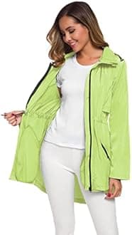 Avoogue Women's Long Raincoat with Hood Outdoor Lightweight Windbreaker Rain Jacket Waterproof