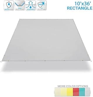 Patio Paradise 10' x 36' Waterproof Sun Shade Sail Rectangle Shade Cloth with Grommets, 260 GSM Patio Canopy Awning 95% UV Block for Backyard Deck Pergola Replacement Cover, Light Gray, Customized