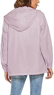 Avoogue Womens Waterproof Raincoat Lightweight Breathable Rain Jacket Hooded Rain Coat Outdoor Active Windbreaker with Pocket