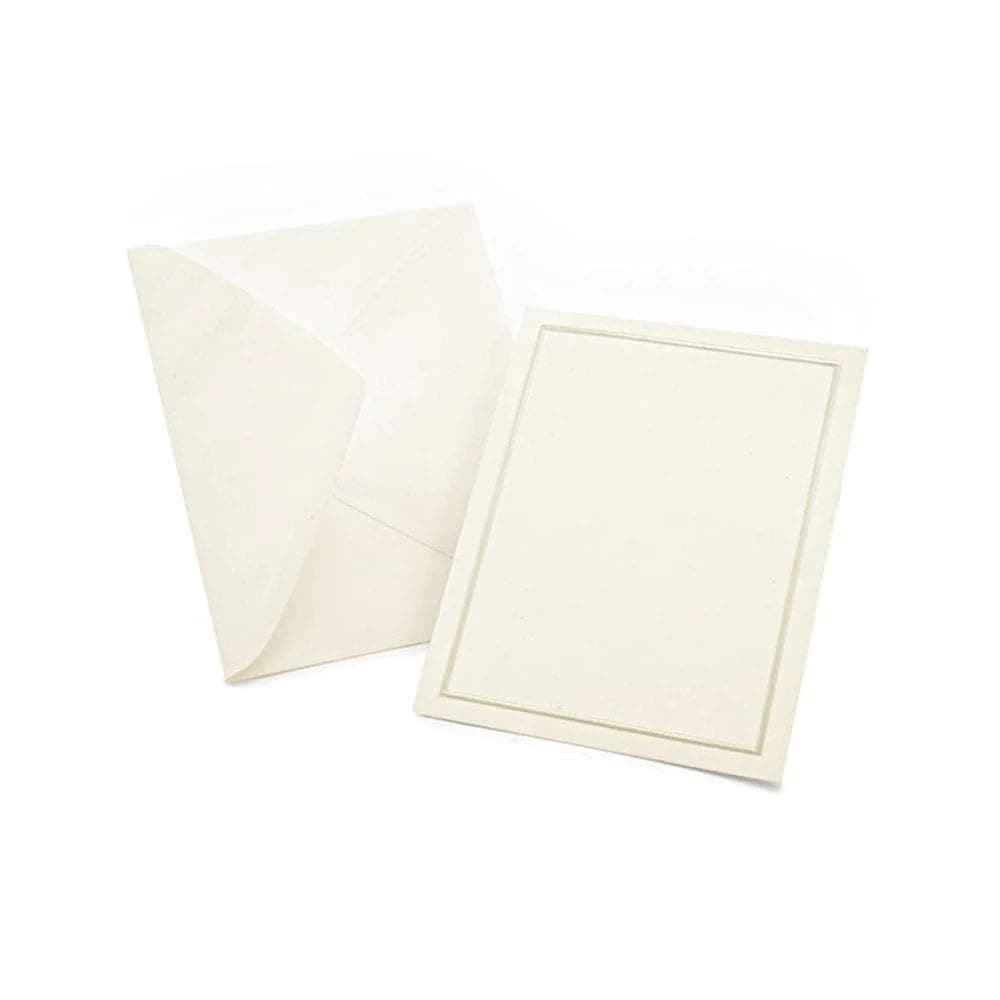 Pearl Foil Border Print at Home All-Purpose Cards, Ivory/Cream, 4.25 x 5.5 inches