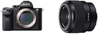 Sony a7R II Full-Frame Mirrorless Interchangeable Lens Camera, Body Only (Black) (ILCE7RM2/B), Base with 50mm F1.8 Lens