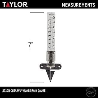 Taylor 2710N2 Mountable Rain Gauge, Measure and Monitor Precipitation, Easy to Read for Backyard, Patio, Garden, and Lawn, 2-Pack, Clear