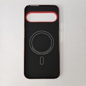 DAYJOY Magnetic Aramid Fiber Case Compatible with Google Pixel 9/9 Pro - Durable Sturdy Light Slim Genuine Real Hard Carbon Fiber hybird Protective case (red)