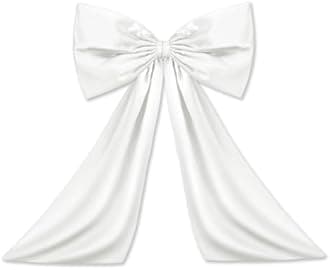 Wavwavw White Large Bow Decor Big Bow Coquette Birthday Decoration for Room Giant Satin Ribbon Tie for Party Backdrop Wedding Bridal Shower Valentine's Day Wall Hanging Decor (18 x 24 Inches)