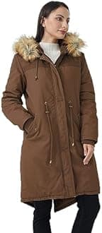 WenVen Women's Winter Long Hooded Sherpa Lined Parka Jacket Warm Coat