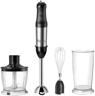 WARMEX HOME APPLIANCES 600 Watt 4-In-1 Hand Blender For Kitchen 100% Copper Motor,Speed Regulator,2 Variable Speed Modes,Chopper,Multipurpose Jar & Whisker|Stainless Steel Blades|1-Year Warranty