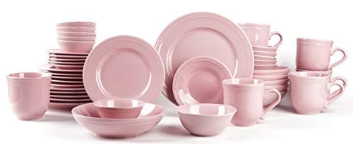 Pearl Dots Stoneware Dinnerware Set(42pc Set, Pink)