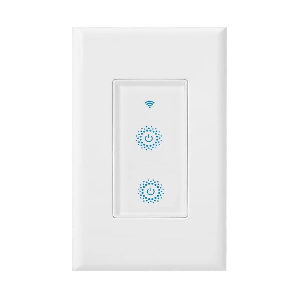 Smart Wi-Fi Double Light Switch, 2 in1 Single Pole Switch Compatible with Alexa Google Assistant & IFTTT,Remote Control, Timing Function No Hub Required (1-Pack Double)