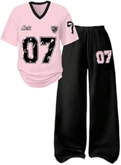 SOLY HUX Girl's Jersey Shirt 2 Piece Athletic Outfits Oversized Tee and Sweatpants Suit Pant Sets for Teen Girls