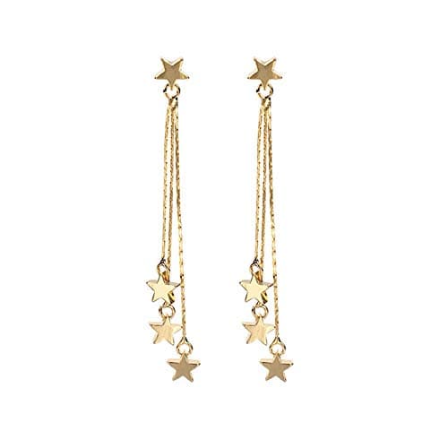 Delicate Stars Drop Dangle Earring Simple Lucky Star Long Chain Tassel Earring Stud Eardrop for Women Girls