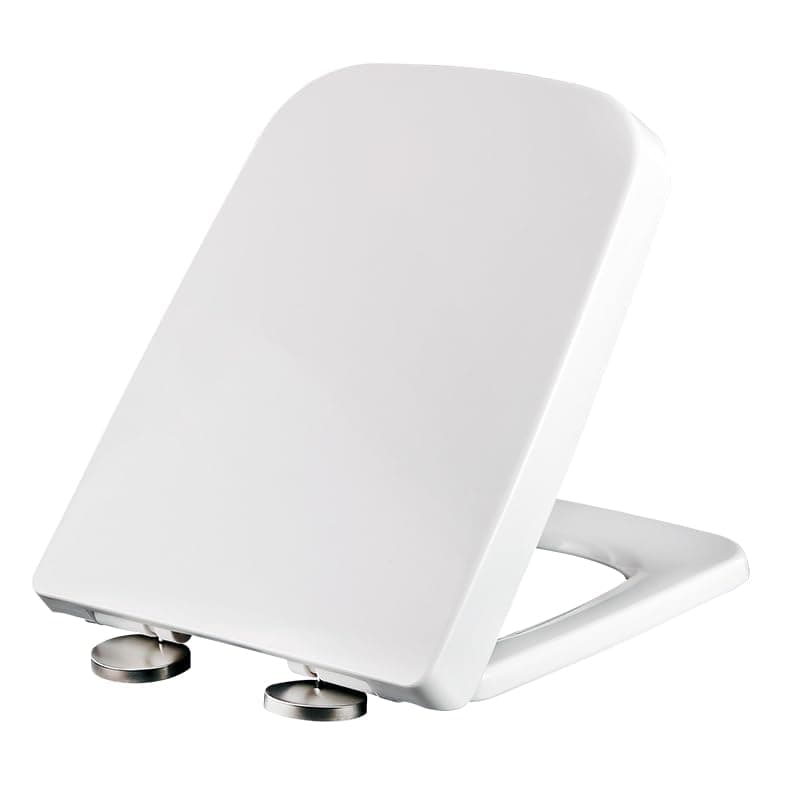IPUDIS Square Toilet Seat Soft Close with Quick Release Adjustable Hinges for Easy Cleaning Universal Bathroom Bowl Seating Toilet Lid, Top Fixings, White,35.5 * 45cm