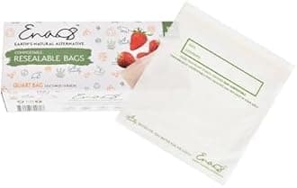 Earth's Natural Alternative Compostable Food Storage Bags, Reusable, Quart | Eco-Friendly | Freezer Safe | Resealable | 100 Count, Pack of 12