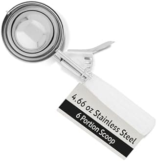 Restaurantware RWT0216 Met Lux #6 Disher Portion Scoop White Handle 4.66 oz 1 count box Measuring Cups, Stainless Steel