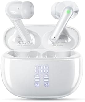 Wireless Earbuds, Bluetooth Ear Buds Headphones with LED Charging Case, Deep Bass Stereo Sound, 40 Hours Playtime, IP7, Lightweight in-Ear Earphones for iPhone Android Sports Workout