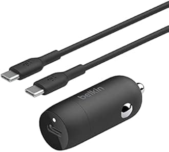 Belkin Boost↑Charge™ 30W USB-C Compact Fast Car Charger w/USB-C Cable Included, for iPhone 16, 16 Pro, iPhone 15, Galaxy S25, S24, Pixel 9 & 8, Note, Nintendo Switch 2 & More - Black