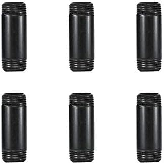 GeilSpace 6 Pack 1/2" × 2" Pre-Cut Black Metal Pipe, Industrial Steel Fits Standard Half Inch Black Threaded Pipes and Fittings - Vintage DIY Industrial Shelving (1/2" × 2")