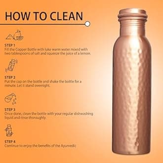 MERCAPE Pure Copper Water Bottle - 1000 ML, Hammered Shine Finish, Ideal for Drinkware & Storage, Pack of 1 (Hammered Design 2)