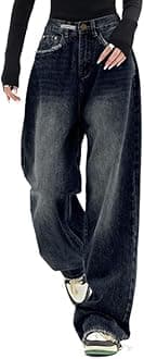 EMMIOLJeans for Women Wide Leg Baggy Jeans High Waist Y2K Cargo Pants Casual Loose Boyfriends Trousers Vintage Streetwear