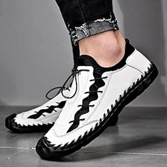 LZDZN Mens Casual Shoes for Men's Leather Loafers Boat Dress Driving Men Black Brown Yellow White Big Size Wide Summer Breathable Fashion Walking Work Office Business Male Handmade