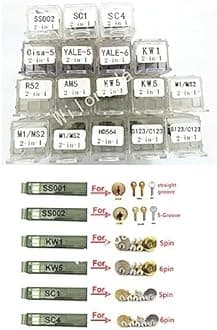 Professional Locksmith Tools SS001 SS002 SS002R SC1 SC4 KW1 KW5 R52 TE2 SC20 M1 AM5 for Door Civil Lock Hand Tool (Color : KW1)