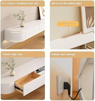 LIUSJMGH Modern Wall Mounted Floating TV Stand, Entertainment Unit, TV Console with Doors Drawers for Living Room, Bedroom (Pattern, 240CM)