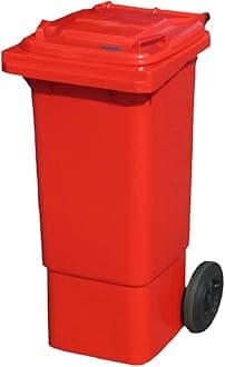 Red 80 ltr Wheelie Bin - Small Size Household Wheelie Bin - Tough & Durable - For All Your Outdoor Rubbish & Recycling - EN840 Certified & Tested