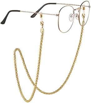 AllenCOCO 18K Gold Plated Eyeglass Chain Sunglasses Eyewear Strap Holder Reading Glasses Retainer for Women, 14k Glowing, One Size