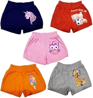 TotzTouch Baby |Kids Girls Regular Shorts Soft Cotton with Cute Animal Prints Combo Pack of 5 Multicolored Age