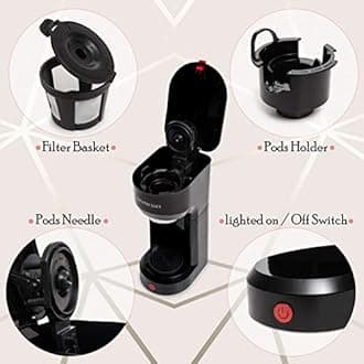 Mixpresso Design Single Serve One Cup Coffee Maker K Cup Compatible Travel Brewer