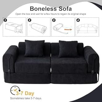 Tmsan 71.25" W Convertible Boneless Sectional Sleeper Sofa Bed, Comfy Fleece Foldable Loveseat Floor Lounge Couch Modular Set for Living Room Apartment Office Bedroom Small Spaces