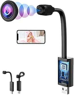 Spy Camera Mini Hidden WiFi Camera HD 1080P with Night Vision and Motion Detection, Nanny Cam,Baby Monitor with Upgraded, AI Human Motion Detection (Night Vision WiFi Camera)