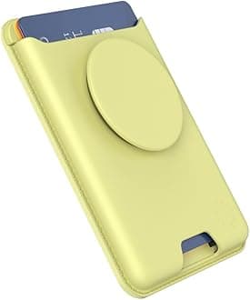 PopSockets Phone Wallet with Expanding Grip and Adapter Ring for MagSafe, Phone Card Holder, Wireless Charging Compatible, Wallet Compatible with MagSafe - Butter Yellow