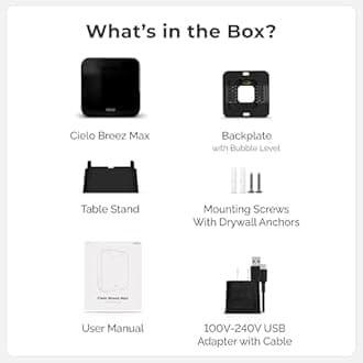 Breez Max | ENERGY STAR CERTIFIED Smart AC Controller | WiFi Thermostat for Mini-Split, Window, Portable ACs/Heat Pumps | AI-Based Tech | Free App, No Subscriptions | Alexa, Google, IFTTT etc. (Black)