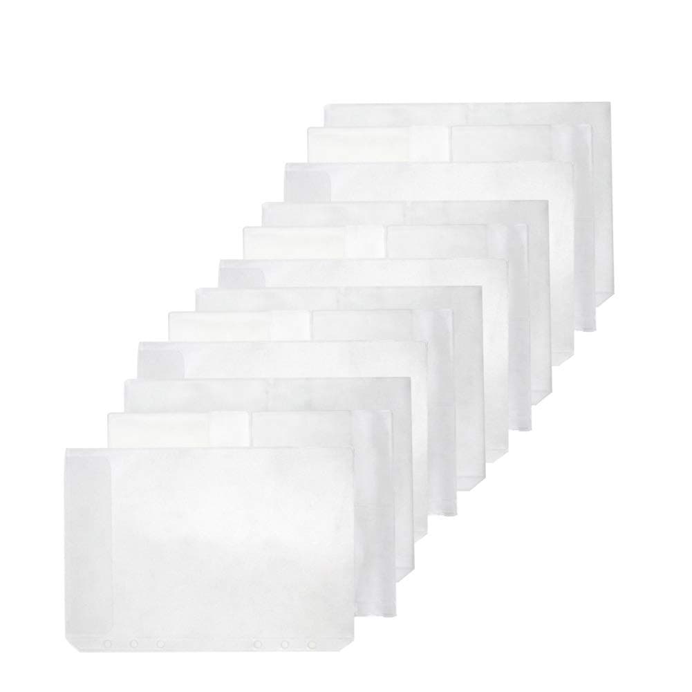 Eilova 6 Holes Clear Plastic PVC Binder Pockets Sheet Protector Fit 6-Ring Loose-Leaf Planner Notebook Refills Business Card Holder File Document Pouch Storage Bag Pencil Case(A5, 12Pack)