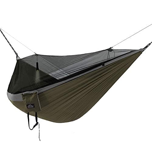Everest Double Camping Hammock with Mosquito Net | Bug-Free Camping, Hiking, Backpacking & Survival Outdoor Hammock Tent | Reversible, Integrated, Lightweight, Ripstop Nylon | Gray/Green/Net Black