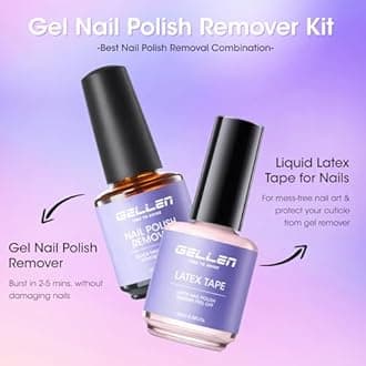 Gellen Gel Polish Remover Kit for Nails, Gel Nail Polish Remover 3-5 Minutes Removal, Pink Liquid Latex Tape Easy to Peel Off, with Manicure Tools