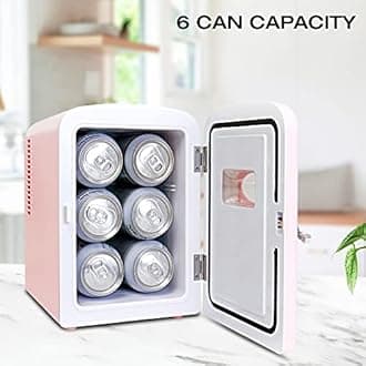 Koolatron Retro Mini Fridge For Bedrooms 4L Small Fridge 6 Can Table Top Fridge Quiet Mini Fridges For Skincare Food Drinks Kids Home Car & Travel 12v Portable Cooler Refrigerator, Pink