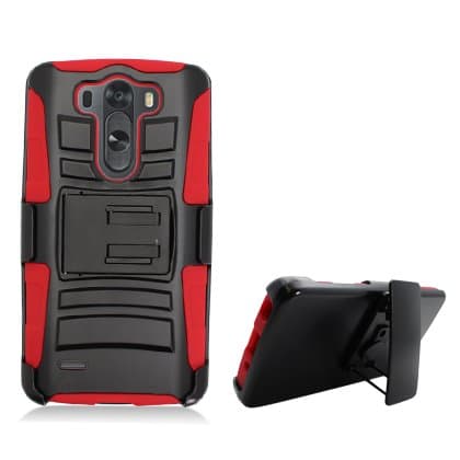 AIMO Wireless For LG G3 MINI Black Armor, w/ Red skin & Black Belt Clip