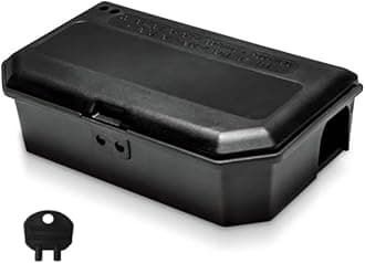 Mouse Bait Box Tamper Proof Black – Lockable Mouse Poison Bait Station for Pasta Grain & Bait Blocks – Child & Pet Safe Rodent Control Box with Key – No Poison – 1 Pack