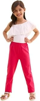 GO COLORS Girl's Slim Fit High Rise Cotton Ankle Length Leggings