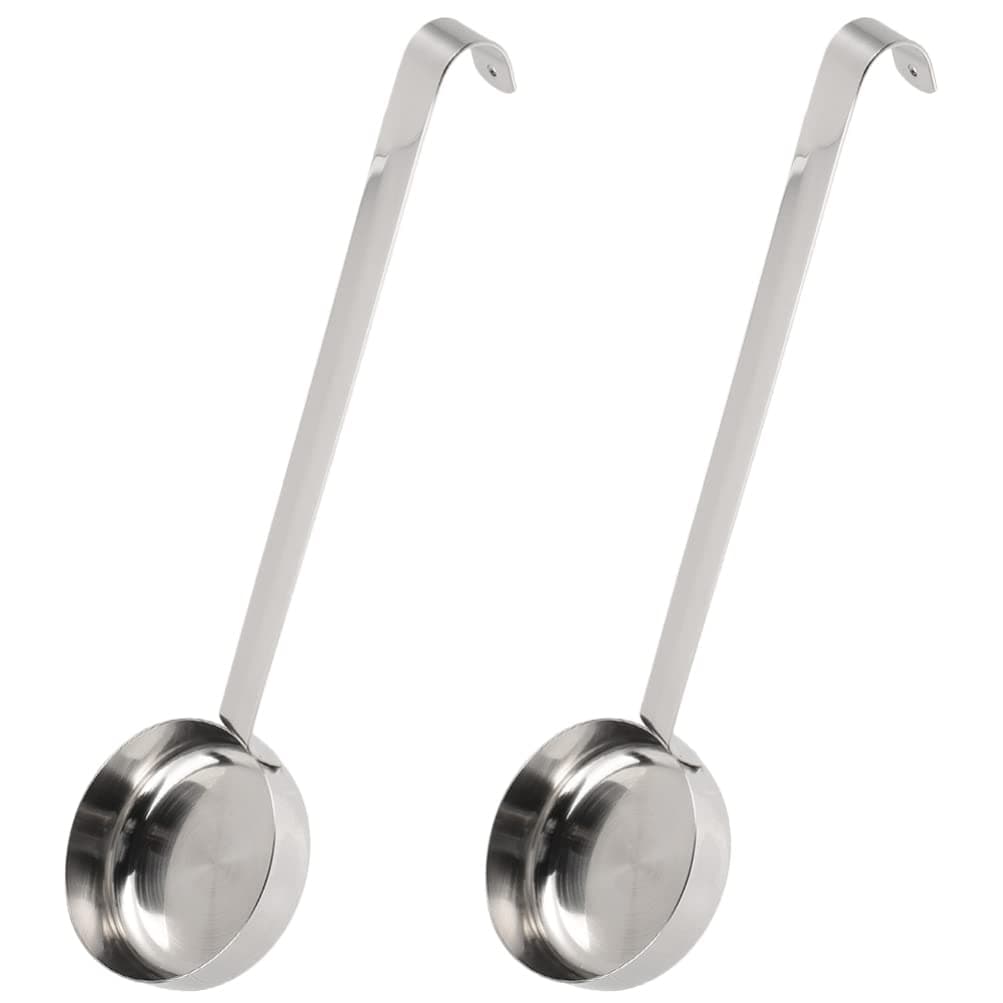 Cabilock 2pcs Pizza Sauce Spoon Portion Control Serving Spoons Scoop with Handle Ladell Spoons Pizza Spoons Sauce Portion Ladle Soup Portioner Measuring Stainless Steel Tomato Mouthwash Cup