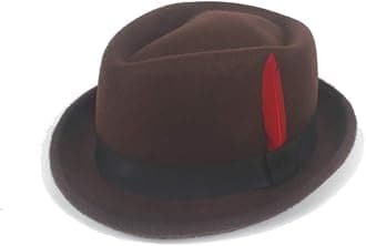 Hipster Fedora Hat Fashion Winter Spring Felt Wool Red Feather Ladies Hat Panama Hat Men's Jazz Hat Knight Cap (Color : Navy Coffee, Size : 56-58cm)